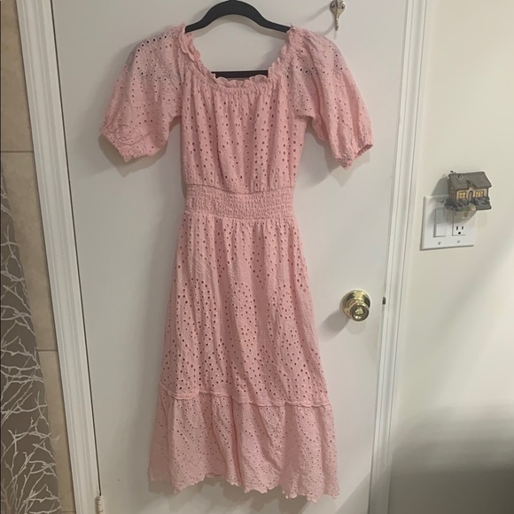 Betsey Johnson Pink Puff Sleeve Midi Sundress in Sz XS - Picture 9 of 11